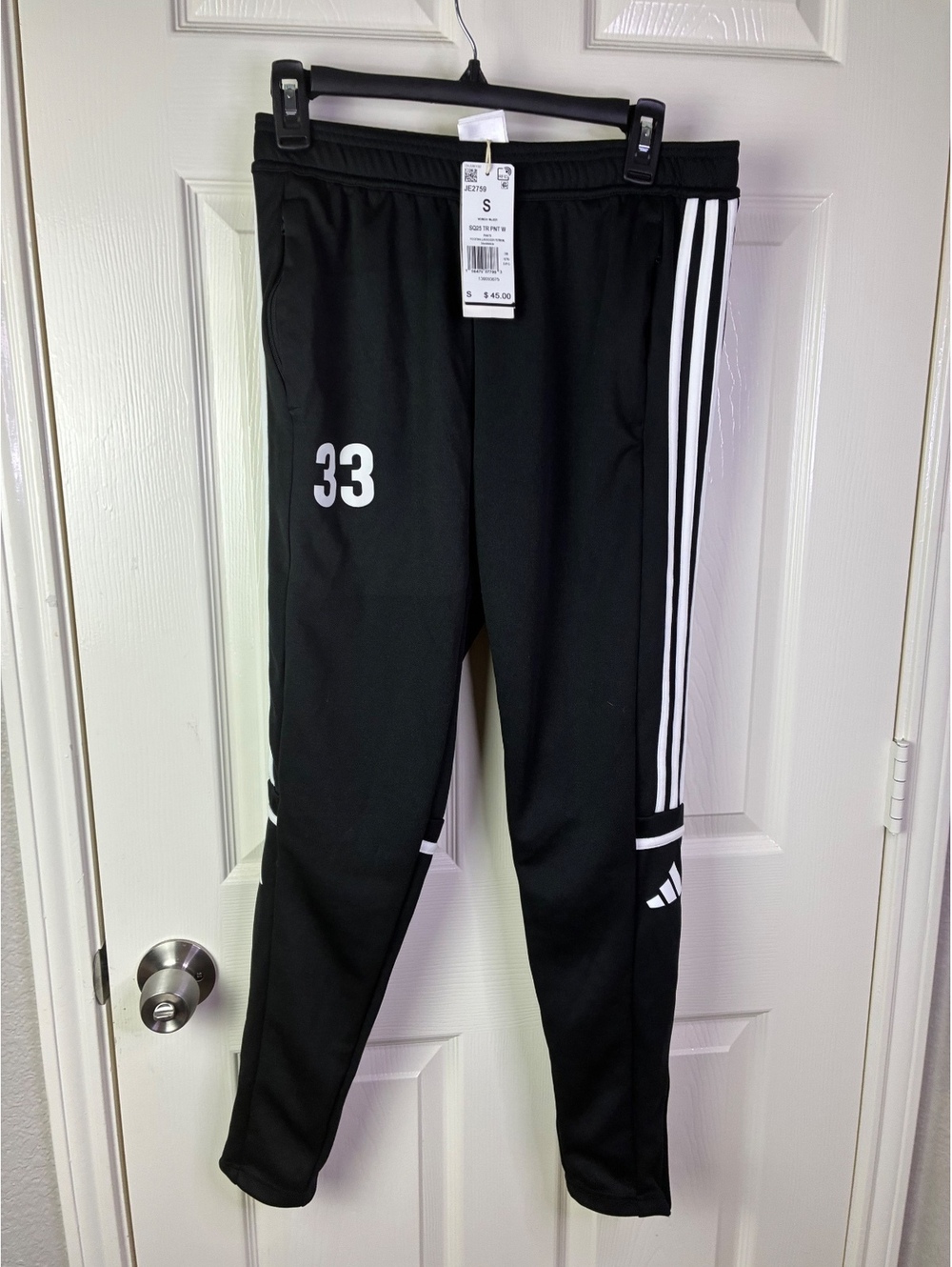 Adidas Women’s Squadra 25 Soccer Training Pants Black White Size S NWT